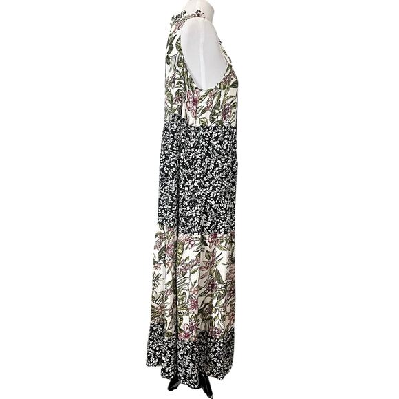 KAKTUS Womens Dress Floral Tiered Maxi Sleeveless Tassels Sz Large - Picture 6 of 7